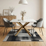 Black and White Geometric Modern Bold Black White Geometric Abstract Area Rug