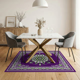 Traditional Persian Purple Purple Mandala Floral Area Rug