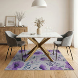 Purple Watercolor Anemone Area Rug