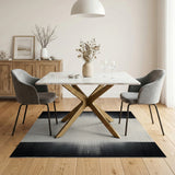 Black and White Geometric Modern Black White Halftone Gradient Area Rug