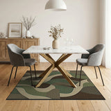 Green Abstract Wavy Green Area Rug