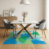 Fluid Blue Teal Watercolor Abstract Area Rug