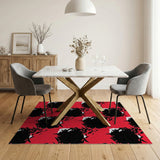 Bold Red Black Splatter Abstract Area Rug