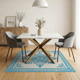 Traditional Persian Blue and Teal Ornate Blue Persian Medallion Area Rug