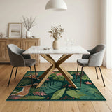 Emerald Green Spotted Deer Monstera Rug