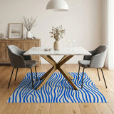 Blue and Teal Blue Wavy Ocean Waves Area Rug