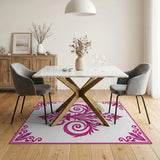 Ornate Pink Fleur-de-Lis Medallion Area Rug