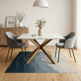 Layered Blue Mountain Abstract Area Rug