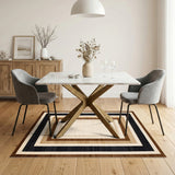 Modern Geometric Brown Border Area Rug