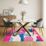 Pink Geometric Modern Vibrant Pink Geometric Area Rug