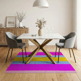 Vibrant Pink Blue Yellow Striped Area Rug
