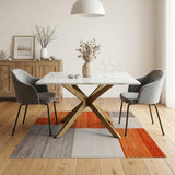 Bold Geometric Orange Gray Striped Area Rug