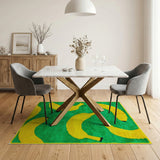 Vibrant Yellow Banana Pattern Green Area Rug