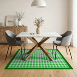 Rustic Farmhouse Green Gingham Checkered Area Rug