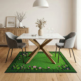 Lush Green Moss Pink Lily Pad Area Rug