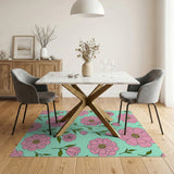 Pink Peony Floral Pattern Area Rug