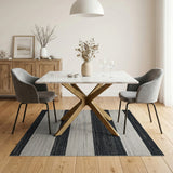 Black White Striped Geometric No. 4 Area Rug