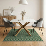 Green Woven Circle Geometric Area Rug