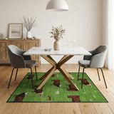 Whimsical Green Highland Cows Area Rug