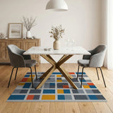 Multi-Color Geometric Block Area Rug