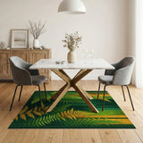 Golden Fern Geometric Green Area Rug