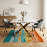 Sunset to Teal Gradient Striped Area Rug