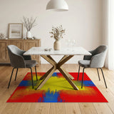 Bold Red Blue Yellow Halftone Geometric Area Rug