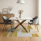 Bold Yellow Geometric Block Area Rug