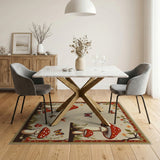 Whimsical Mushroom Meadow Area Rug with Butterflies
