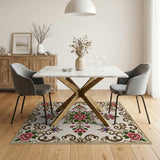 Traditional Persian Multi-color and Patterns Ornate Pink Floral Medallion Area Rug