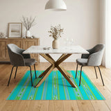 Teal and Green Geometric Stripe Area Rug
