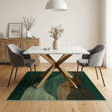 Green Emerald Wave Geometric Area Rug