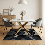 Black and White Black White Geometric Chevron Area Rug