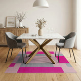 Bold Pink Grey Geometric Area Rug