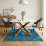 Cartoon Guitars Music Notes Area Rug