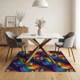 Vibrant Rainbow Carnival Mask Area Rug
