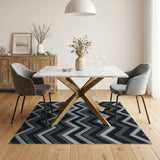 Grey Layered Grey Chevron Zigzag Area Rug