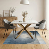 Blue Concentric Circle Geometric Area Rug