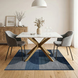 Modern Blue Overlapping Circles Geometric Rug