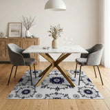 Black and White Intricate Black White Mandala Floral Area Rug