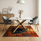 Orange Majestic Black Bear Autumn Forest Rug