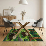 Whimsical Forest Path Tree Stumps Area Rug