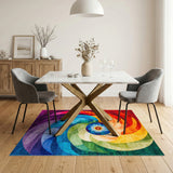 Multi-color and Patterns Vibrant Rainbow Swirl Abstract Area Rug