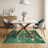 Serene Koi Fish Green Area Rug