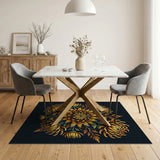 Golden Chrysanthemum Floral Area Rug