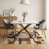 Geometric Modern Brown and Tan Abstract Geometric Brown Tan Area Rug