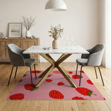 Whimsical Strawberry Pink Fruit Rug