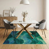 Emerald Wave Abstract Green Area Rug