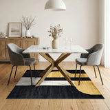 Black and Gold Geometric Area Rug