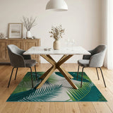 Lush Green Palm Leaf Coastal Area Rug